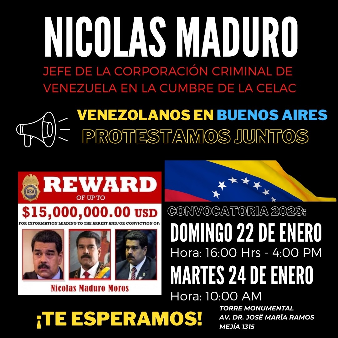 Venezolanos en Argentina protestarán por visita de Maduro: “Ha cometido delitos de lesa humanidad”