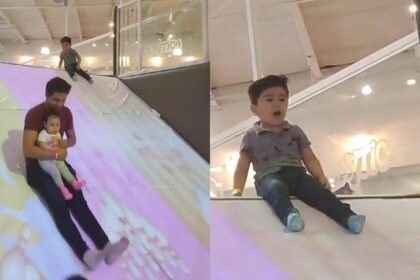 VIDEO VIRAL | Confundió a su hijo en un parque infantil y se lanzó con otro niño por un tobogán