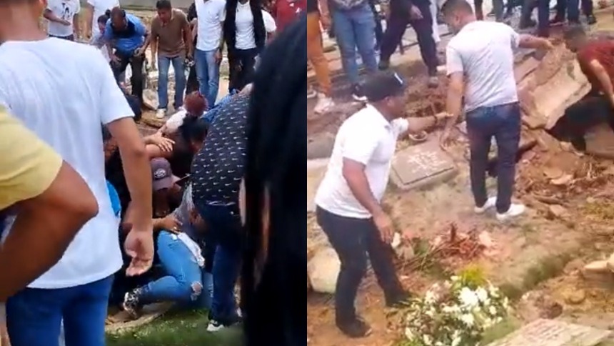 Caos y heridos: Los videos del colapso de las fosas fúnebres del cementerio de Carúpano en pleno sepelio