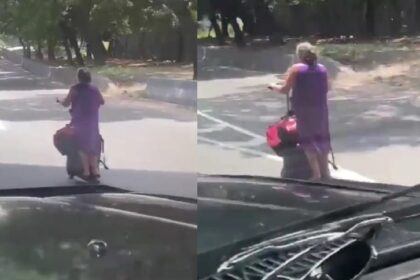 EN VIDEOS: Abuela causa furor en redes al recorrer las autopistas de Caracas en monopatín eléctrico