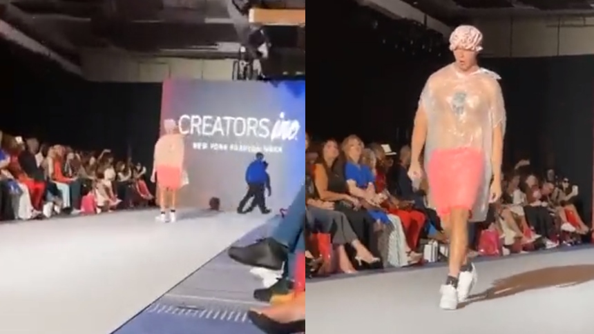 Video Viral: Desfiló en plena fashion week de Nueva York y nadie se dio cuenta que era un intruso hasta que llegó la seguridad