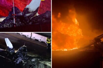 Video: Avioneta se precipitó a tierra, cayó en una autopista y explotó en llamas