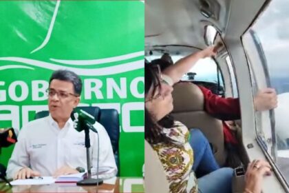 EN VIDEO: El susto que pasó el gobernador de Amazonas cuando se abrió una de las ventanas de la aeronave en que viajaba