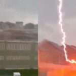 Un video viral en las redes sociales, porque en el mismo se captó el impactante momento cuando un rayo cayó frente una casa en Utah (EEUU).  